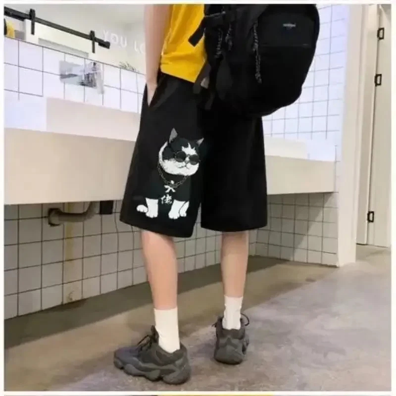 M-5XL Summer Men's Hip-hop Cool Cat Printed Shorts Loose and Casual Student Instagram Trend Capris 2