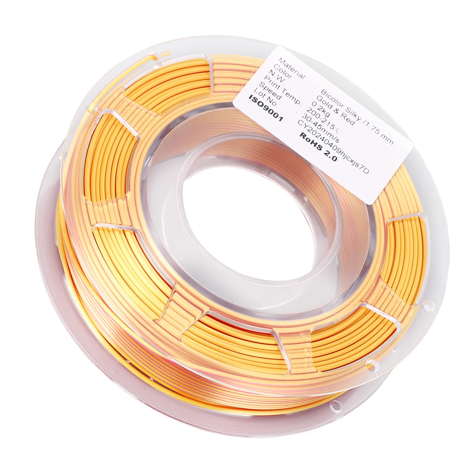 【Sale】1.75mm PLA Filament Bundle Gold Red Dual Color Coextrusion Filament 3D Printing Consumable 200g 30‑45mm/s