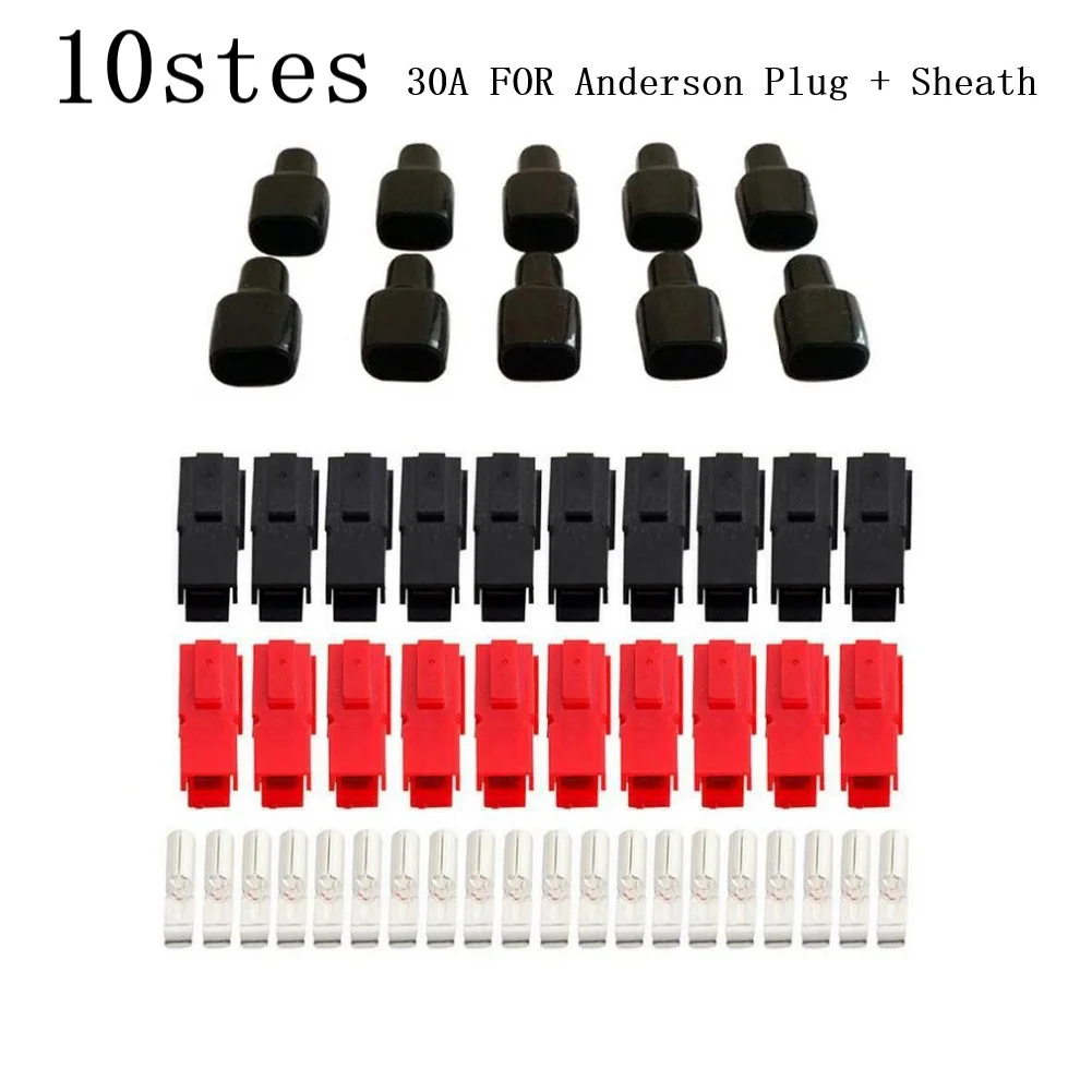 10 Pairs Red And Black 30 Amp 600V For Anderson Plug Connector + Dust