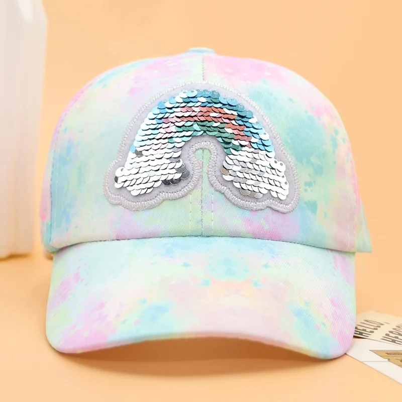 Children's Cute Rainbow Baseball Cap for Boys Girls Adjustable Stylish Colorful Unisex Design Peaked Cap Kids Outdoor Sun Hat