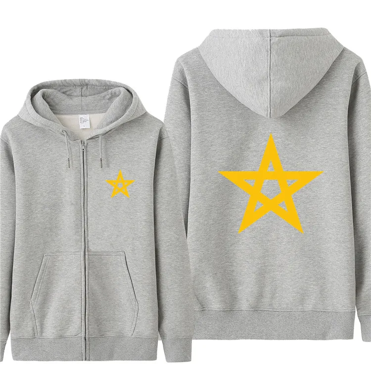 Vlag Van Marokko Print Stijlvolle Herfst Winter Lente Heren Hooded