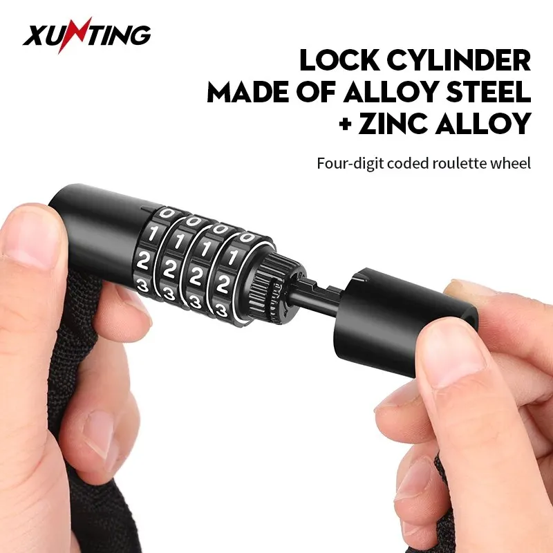 Bike Lock Xunting Bike Lock 4 Digit Code Combination 77cm for Bicycle Equipment MTB Anti-theft Mount Accessories