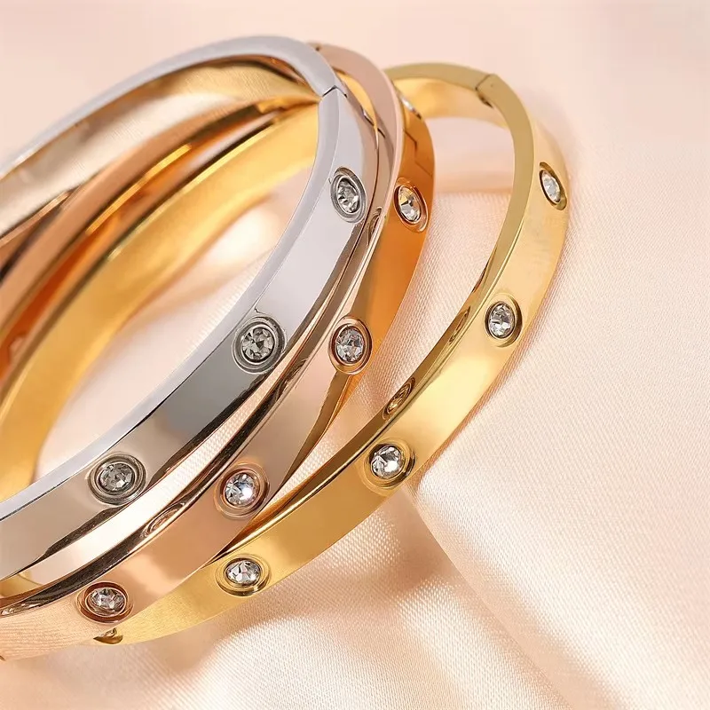 Fashion Stainless Steel Zirconia Bracelet Women Men Couple Holiday Gift Non-fading Bracelet Party Everyday Jewelry