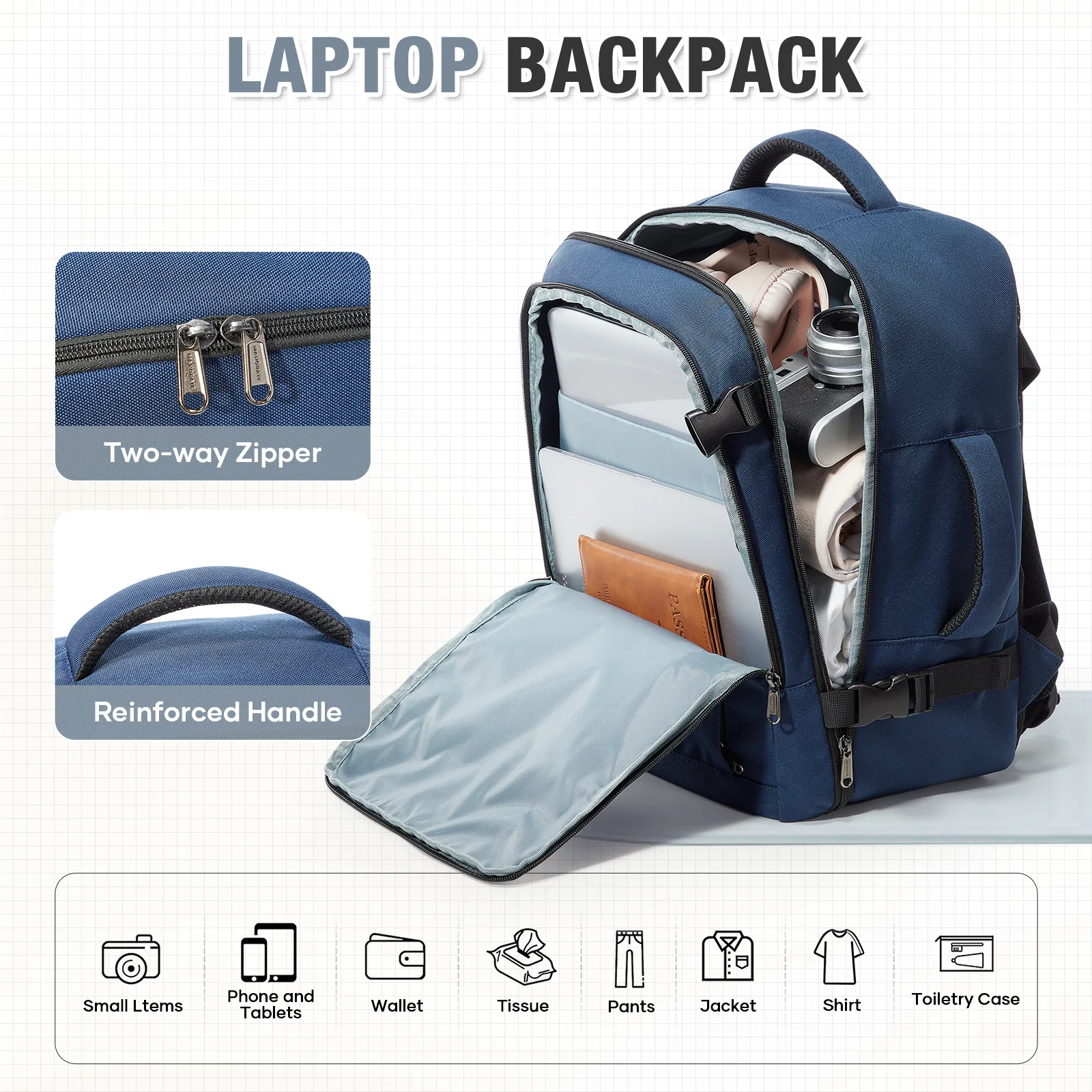 Hand Luggage Backpack 40x30x20 Travel Cabin Airplane for Ryanair  24L Travel Backpack for Men Woman, Cabin15.6'' Laptop Backpack