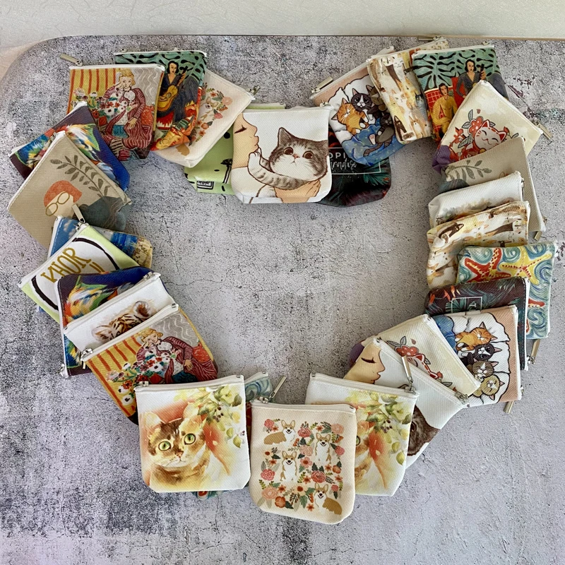 Personal Canvas Coin Bag Purse DIY /Photo/Text Prints Coin Storage Pouch Business Store Gift