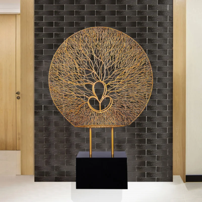 

Light Luxury Metal Sculpture porch Decoration Hotel Lobby Sales Department Large Floor Decoration Creative Wealth Attraction