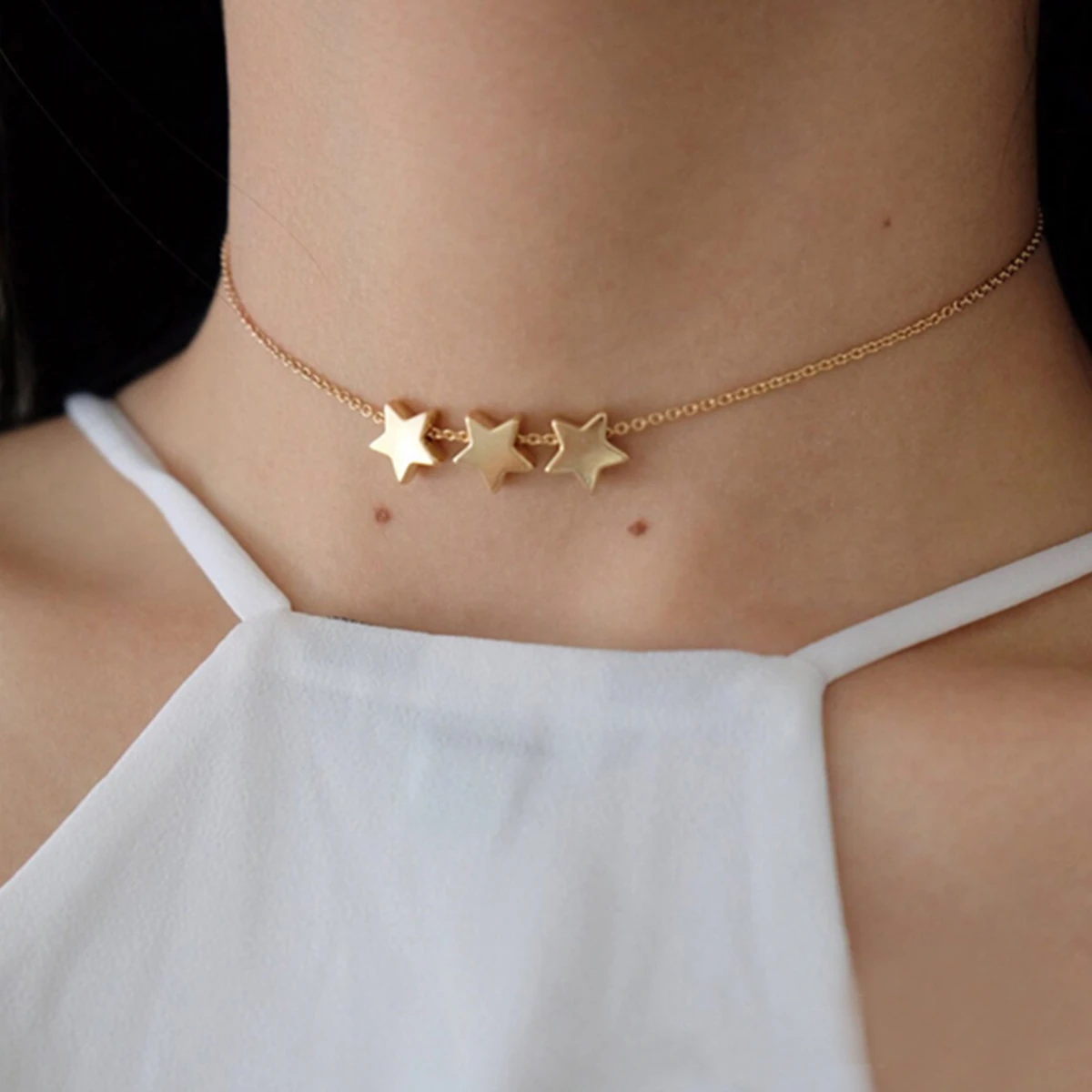 

Women's Simple Ladies Fashion Chain Jewelry Alloy Star Pentagram Short Necklace Collarbone Chain For Girl