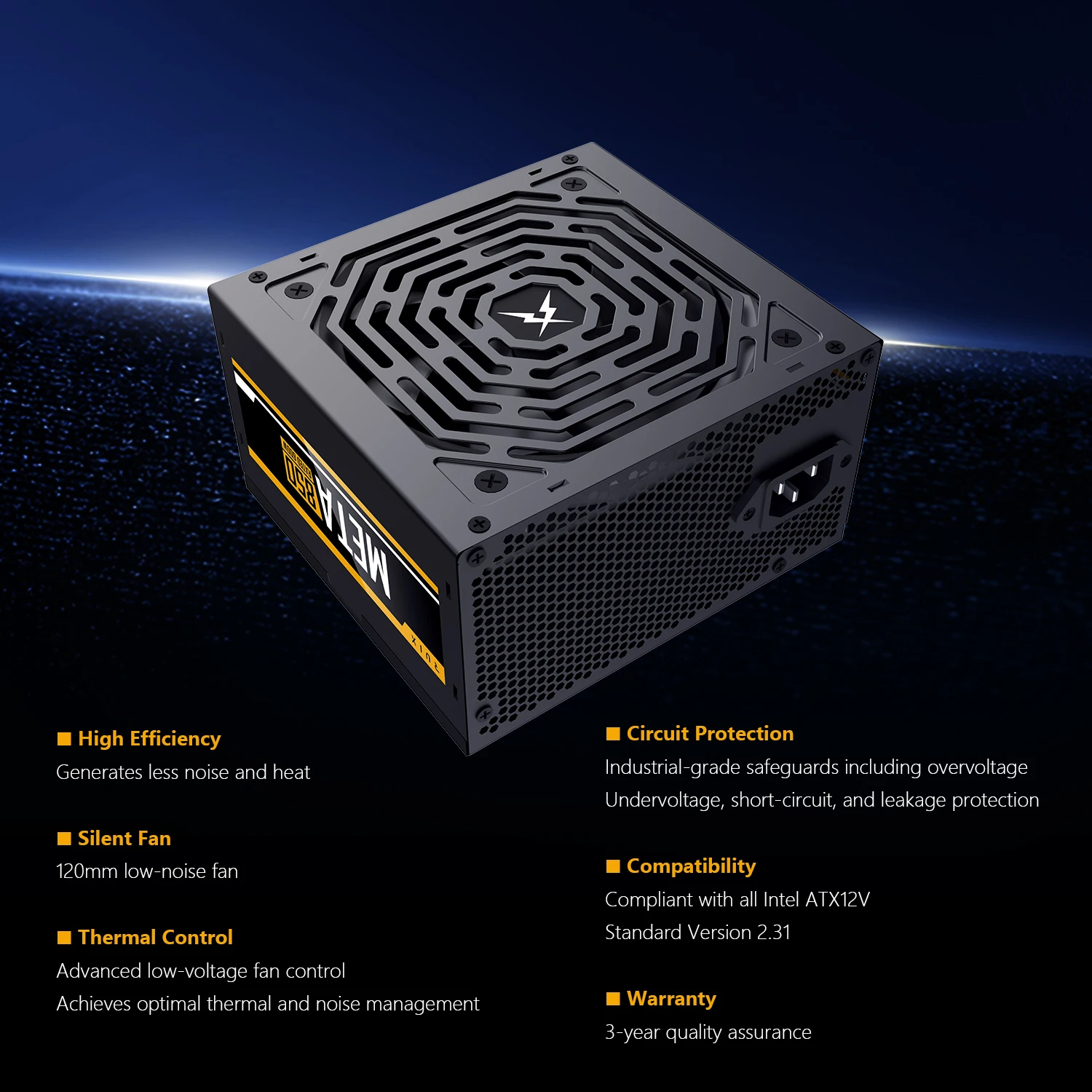 루익스 메타850 파워 서플라이 600W 풀 모듈러 24핀 12V ATX 게이밍 PC PSU 블랙 초저소음 120mm 팬 데스크탑 컴퓨터 BTC용