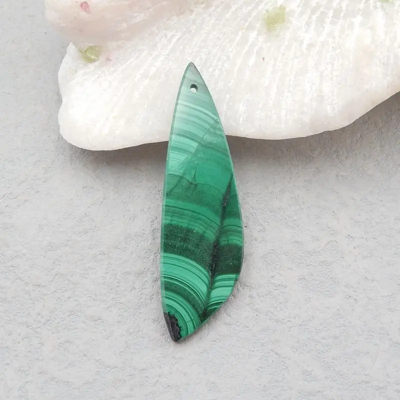 Natural Stone Malachite Gemstone Pendant Bead 50x15x5mm 8g Trendy Pendant Accessories
