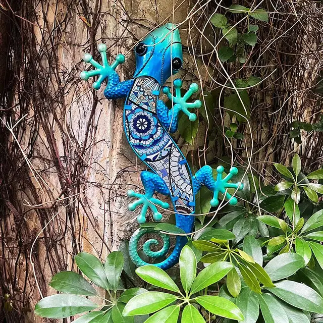 Metal Lizard Gecko Wall Art Otthoni Kerti Dekoráció Kültéri Szobrokhoz Szobrok És Figurák Miniatűr Díszek Hátsó Udvar - Image 3