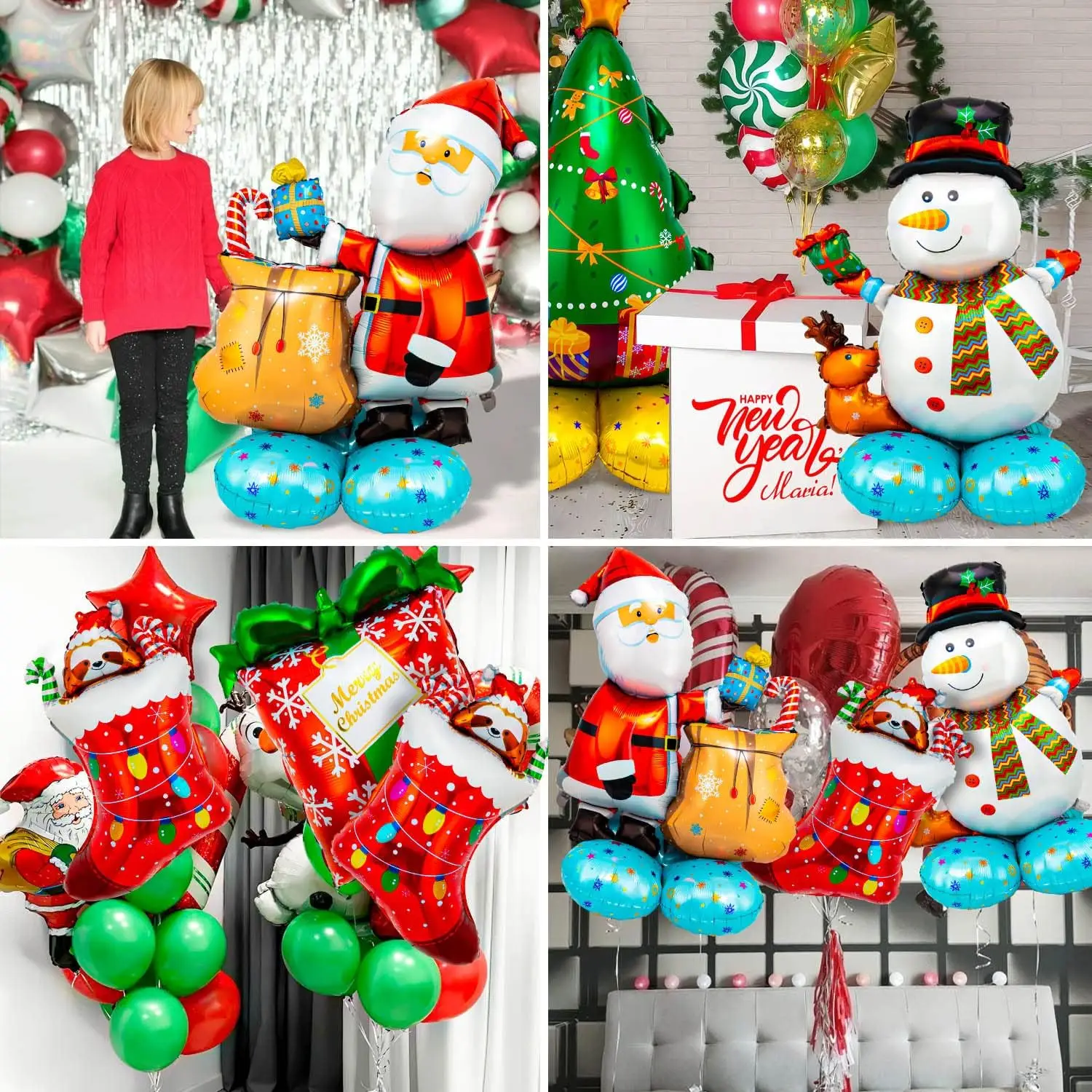 Christmas Party Balloons Decorations Large Snowman Santa Claus Christmas Foil Balloon for Home New Year Party Decor Supplies