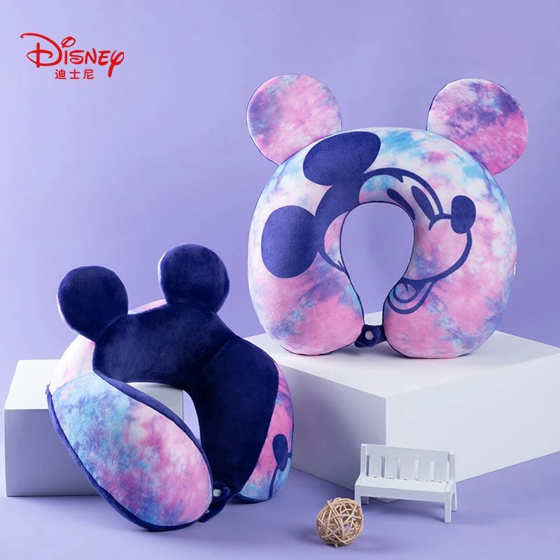 Pink Mickey Travel Pillow Cute Cartoon Car Headrest Pillow Linen