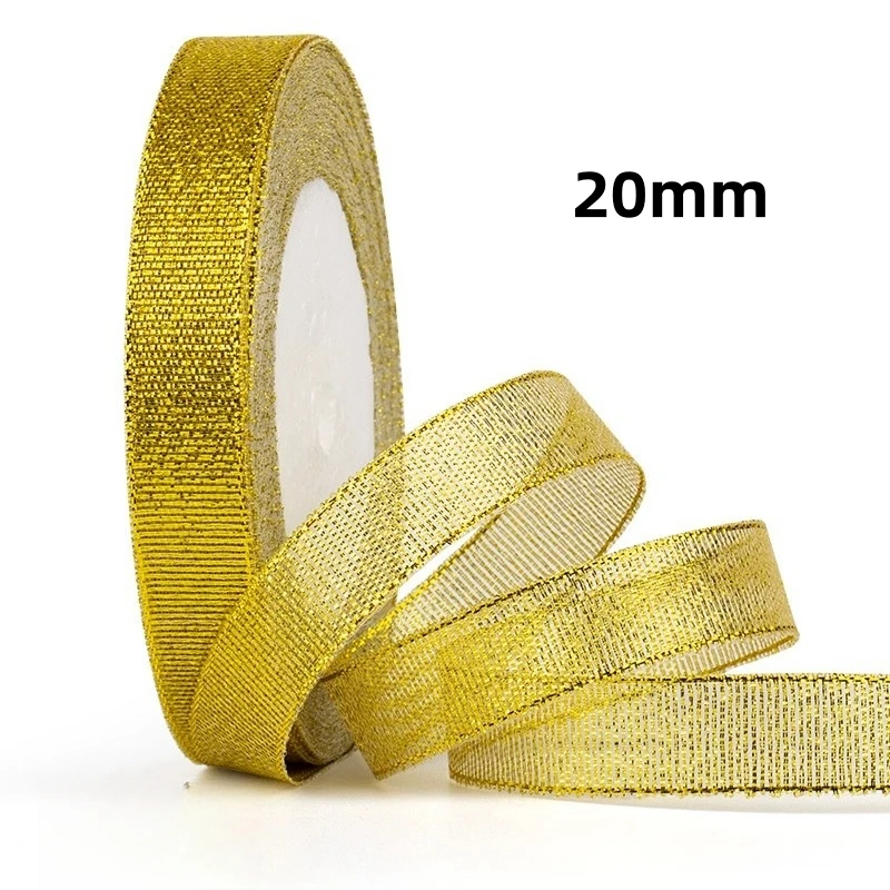 Gold Silver Glitter Ribbon - 25 Yards for DIY Crafts, Gift Wrapping, and Decoration