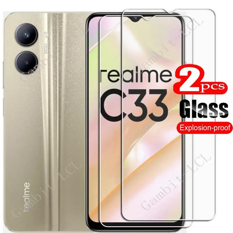 

2PCS FOR Realme C33 RMX3624 6.5" HD Tempered Glass Protective On RealmeC33 2023 Screen Protector Film Cover