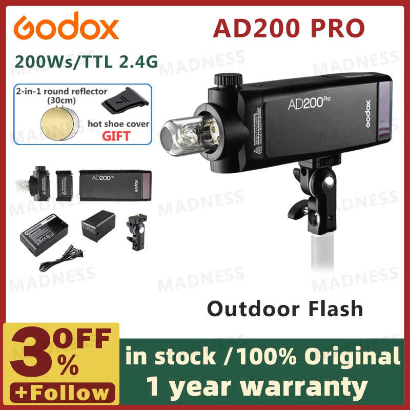Godox Ad200 Pro Godox AD200Pro Flash 200Ws TTL Strobe With HSS