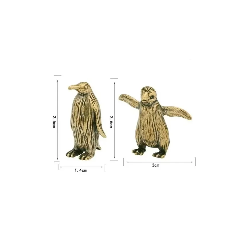 Marine Animal Cute Craft Collection Children Funny Brass Standing Little Penguin Statue Desktop Decorative Trinkets Creativity