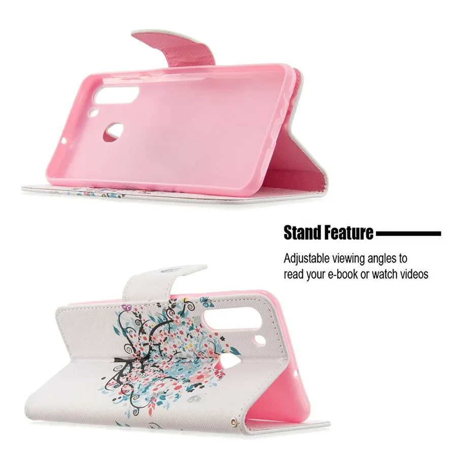 Elegant Magnetic Flip Leather Wallet Case with Artistic Paintings Design