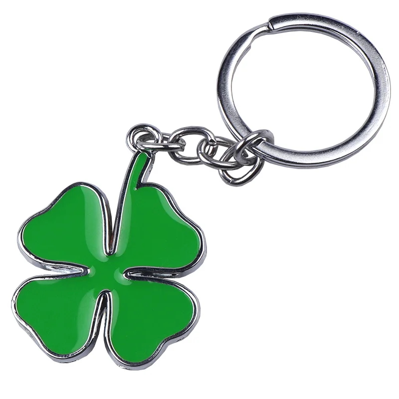 Green Four-Leaf Clover Lucky Keychain Pendant - Charming Car Decor Accessory