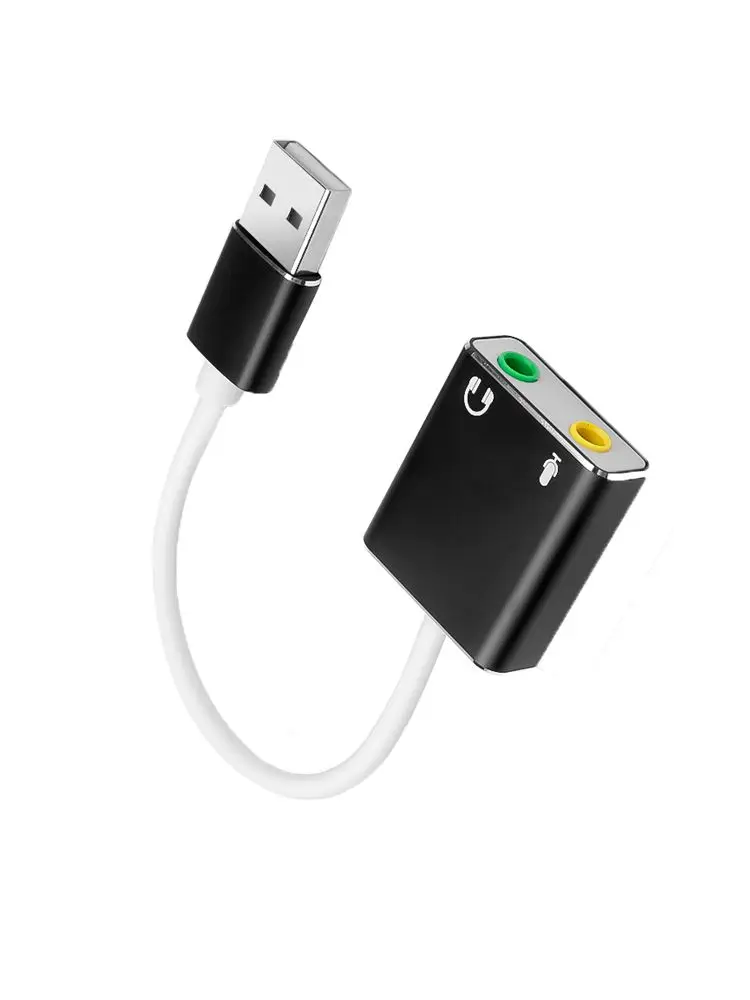 외부 USB 오디오 사운드 카드 USB-잭 3.5mm 변환기 헤드폰 어댑터 마이크 사운드 카드 헤드셋 가상 7.1 채널 마이크