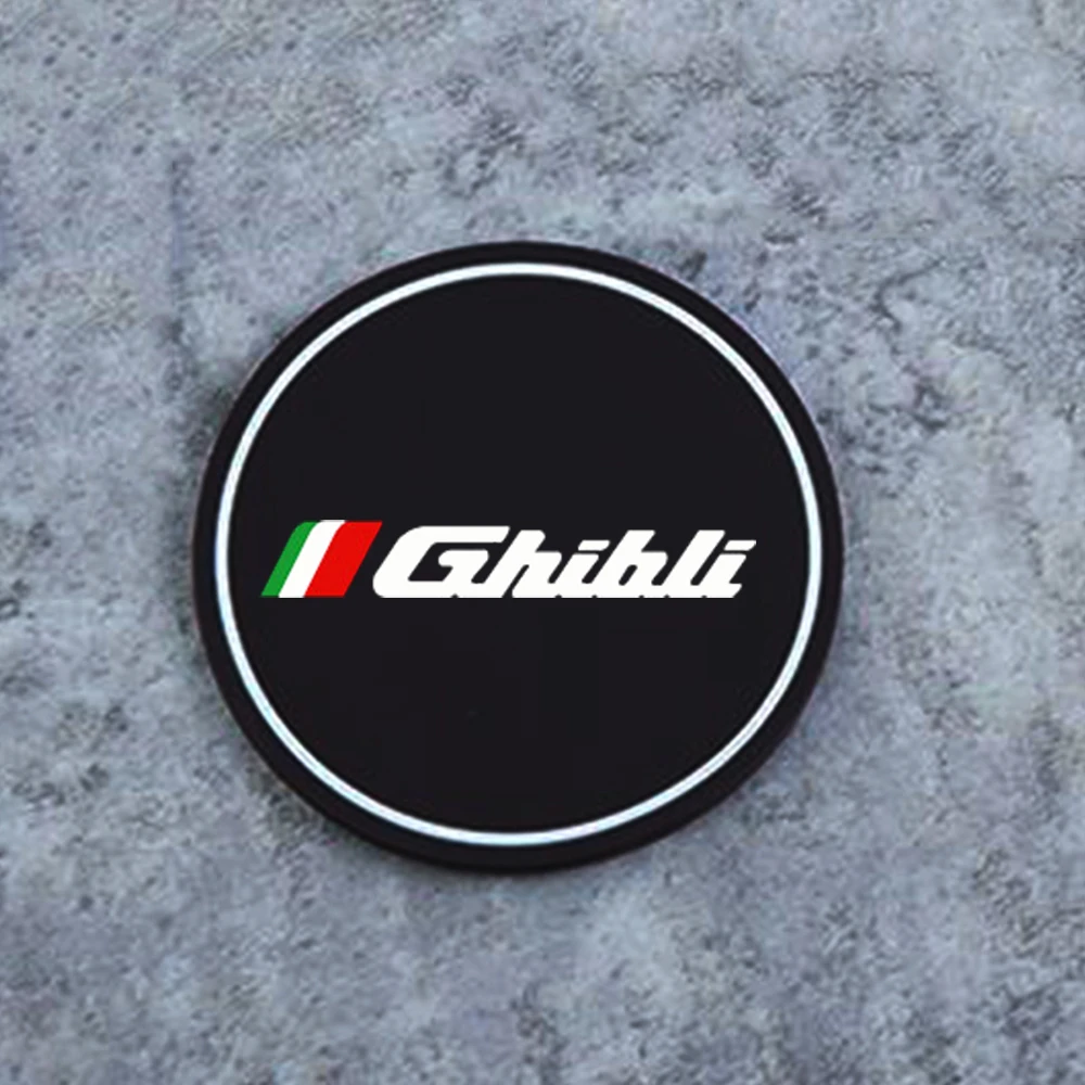 2Pcs Car Coasters Water Cup Slots Non-Slip Mat Waterproof Water Cup Mat Drink Pad For Maserati Granturismo Ghibli MC20 Grecale
