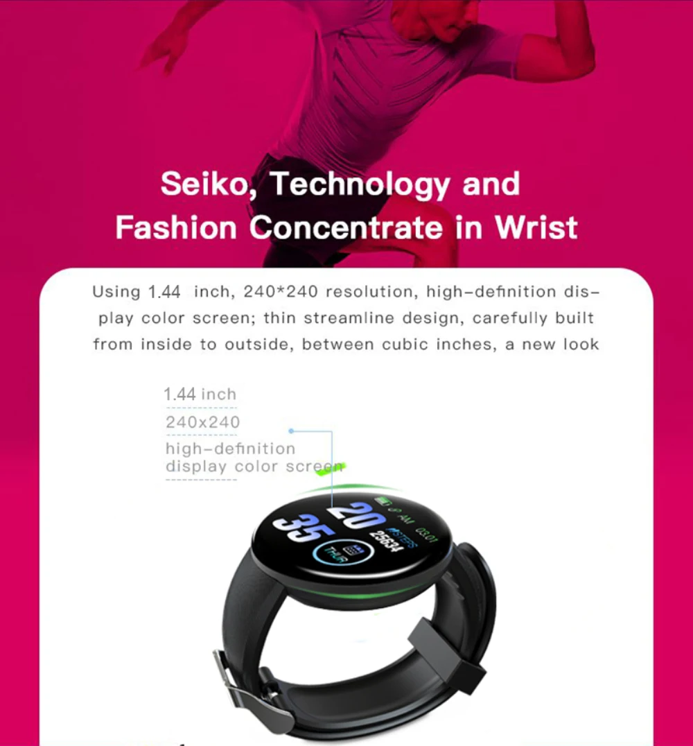 1pcs Women Smart Watch Sport Fitness Tracker Touch Button SmartWatch Men Fashion Electron Clock IP65 Waterproof For Android IOS