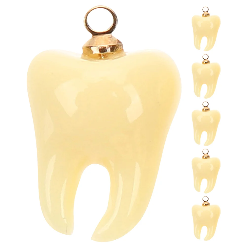 

6 Pcs Baby Tooth Shaped Pendant DIY Small Teeth Charms Dangle Earrings Jewelry Pendants Fake Ornaments Making for Craft