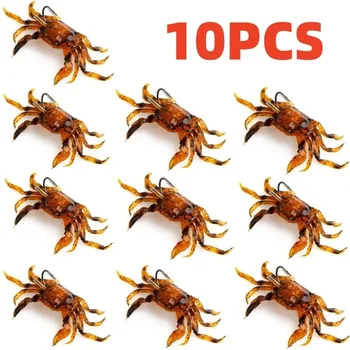 ALASICKA 5-10pcs 8/10CM Crab Lure 3D Simulation Crab Bait Artificial Bait Soft Bait Bass Wrasse Cod Sea Fishing Hook Tackle Tool 1