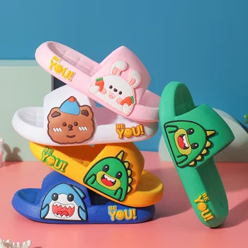 Pantuflas 만화 어린이 슬리퍼, 귀여운 소년 미끄럼 방지 비치 신발, 소녀 부드러운 밑창 샌들, 실내 홈 신발 쪼리, 2023 여름 신상