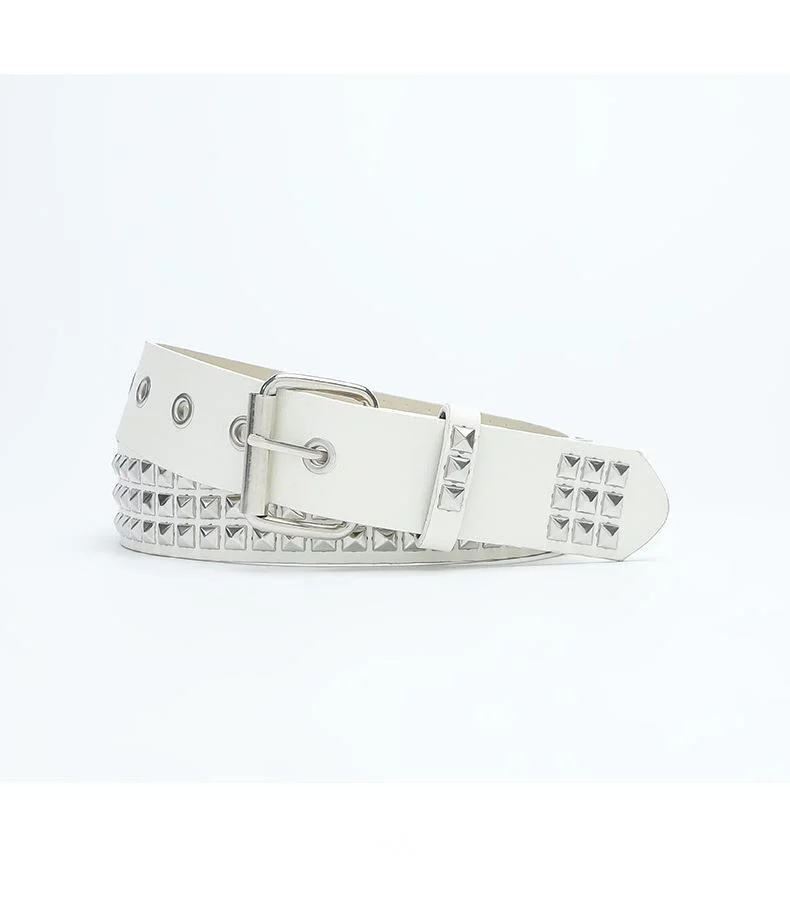 Women's Belt Square Bead Rivet Punk Style Decorative Eye Belt_voghion.com