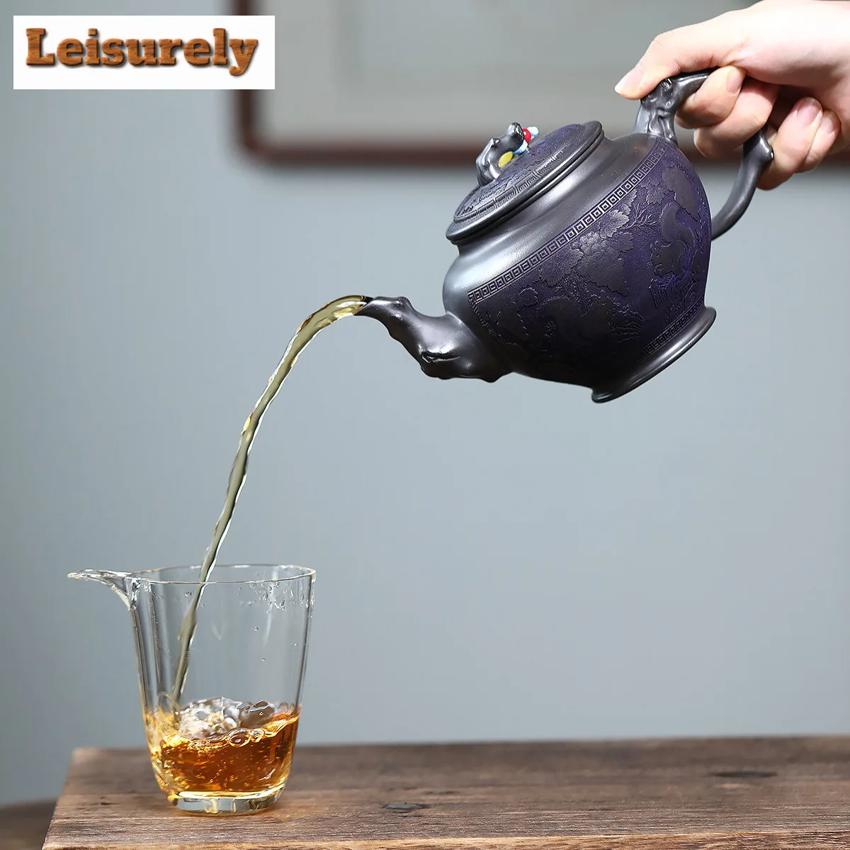 680ml Classic Yixing Purple Clay Teapots Famous Master Handmade Squirrel Pot Raw Ore Stone Yellow Mud Kettle Zisha Tea Set Cha