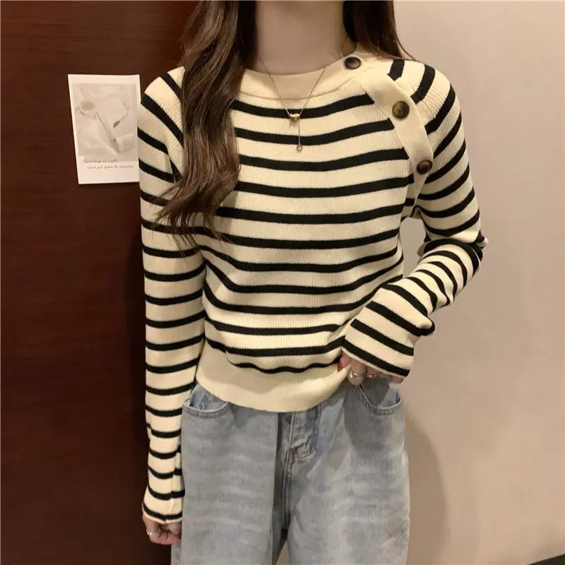 

2023 Autumn Winter O-neck Pullovers Spring Warm Slim Long Sleeve Casual Pull Femme Female Sweater Korean Fashion Knit V15