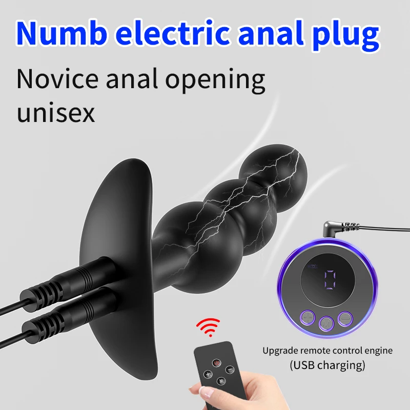 Electric Shock Anal Beads/Plug Vagina Male Prostate Massager Plug Dildo Stimulate Remote Control Butt Plug 18+ Adult Sex Toys