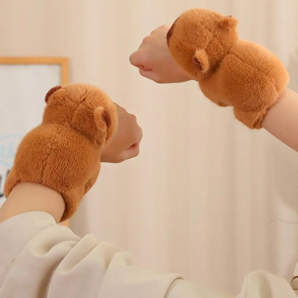 Cute Capybara Clap Circle Soft Animal Wristband Capybara Plush Bracelet Cartoon Slap Bracelets Car Decoration Stuffed Animal 3
