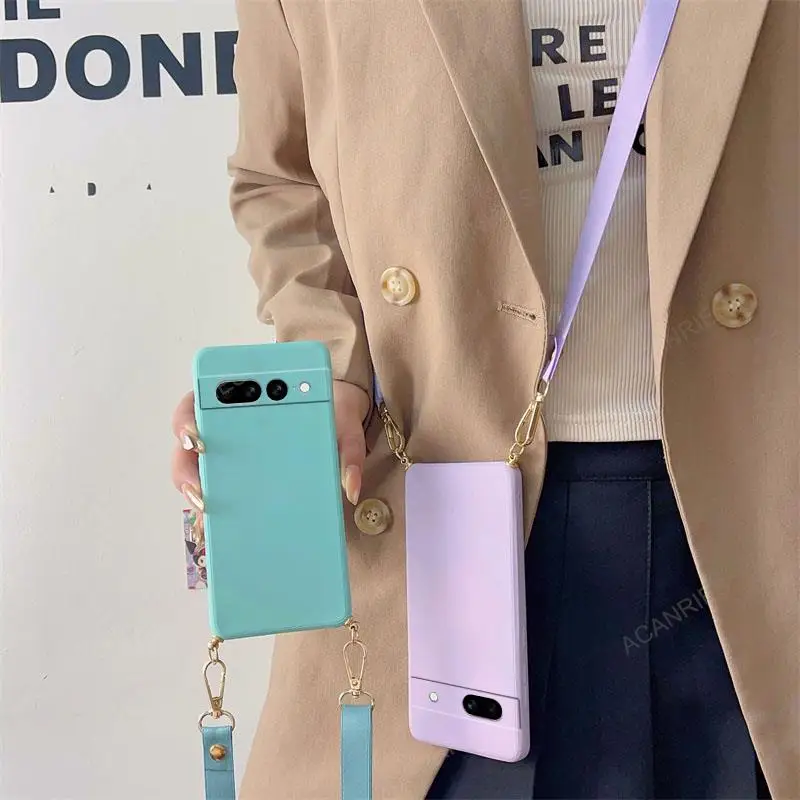 Liquid Silicone Necklace Strap Crossbody Lanyard Phone Case - Durable Back Cover and Hands-Free Convenience