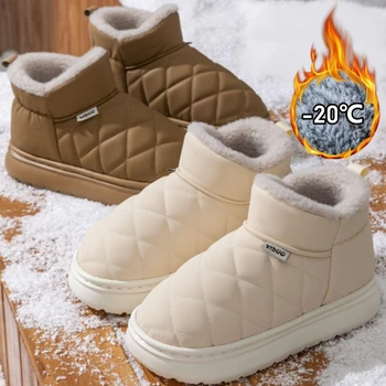 Waterproof Slip Resistant Winter Snow Boots Women Outdoor Traction Sole With Fur Lining Platform Cozy Slip On Slipper Shoes 1