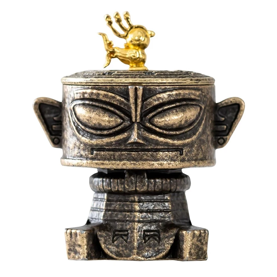Sanxingdui Alloy Incense Burner Mini Vintage Holder for Meditation Cones & Coils Retro Home Decor Gift