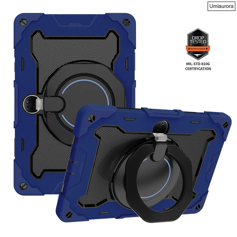 Shockproof Rugged Tablet Case with Pull Ring Stand and Strap - Enhanced Protection Cover