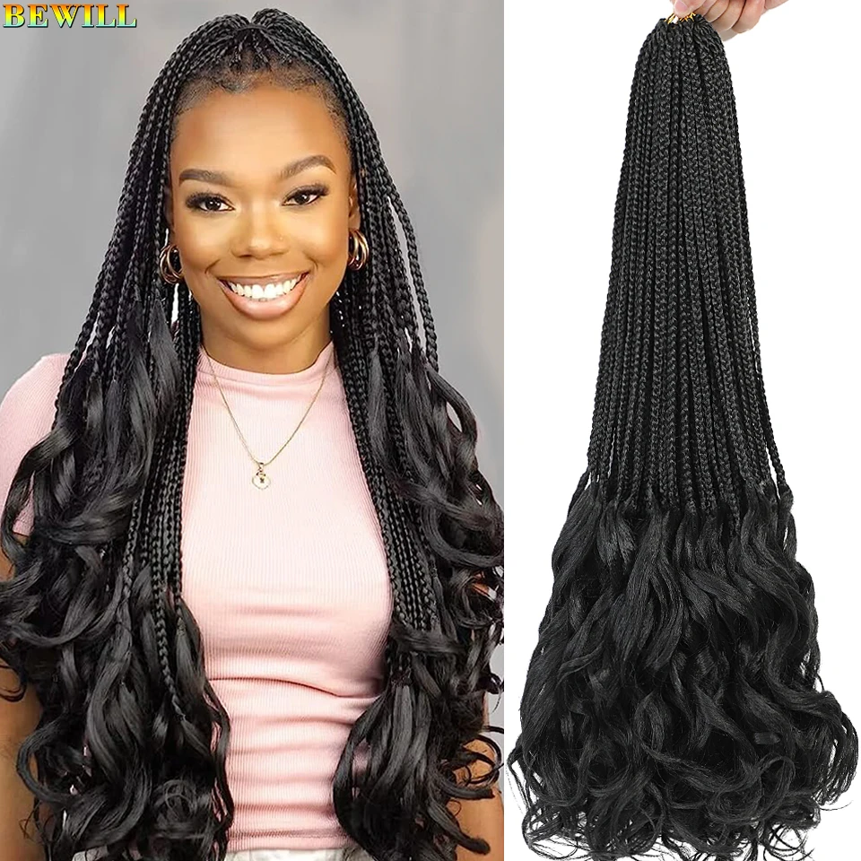 French Curls Crochet Hair Braids 18 24 Inch Synthetic Goddess Crochet Box Braids With Curly Pre Looped French Curl Braiding Hair