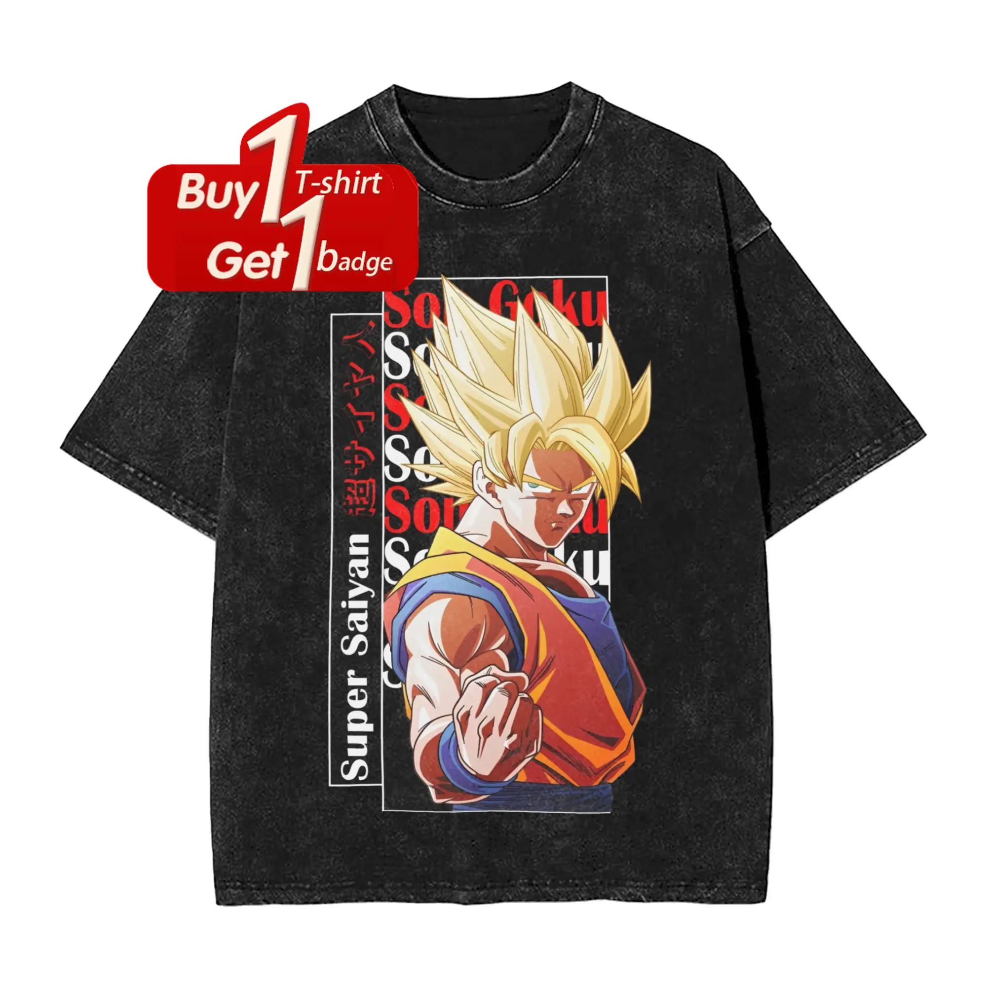 dragonball Z goku vintage tee tシャツ Goku Vintage Oversized Tee | Dragon Ball Z x R1PFitness