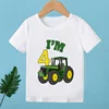 Farm Tractor Car Print Happy Birthday Cartoon Kids T shirt 1 2 3 4 5 6 7 8 9 Years Girls Clothes Baby Boys Short Sleeve T-Shirts 4