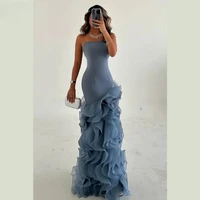 Elegant  Asymmetrical Prom Gown Tiered Layers Party Dress for Women Mermaid Evening Dresses Formal Occasion Dresses Customized