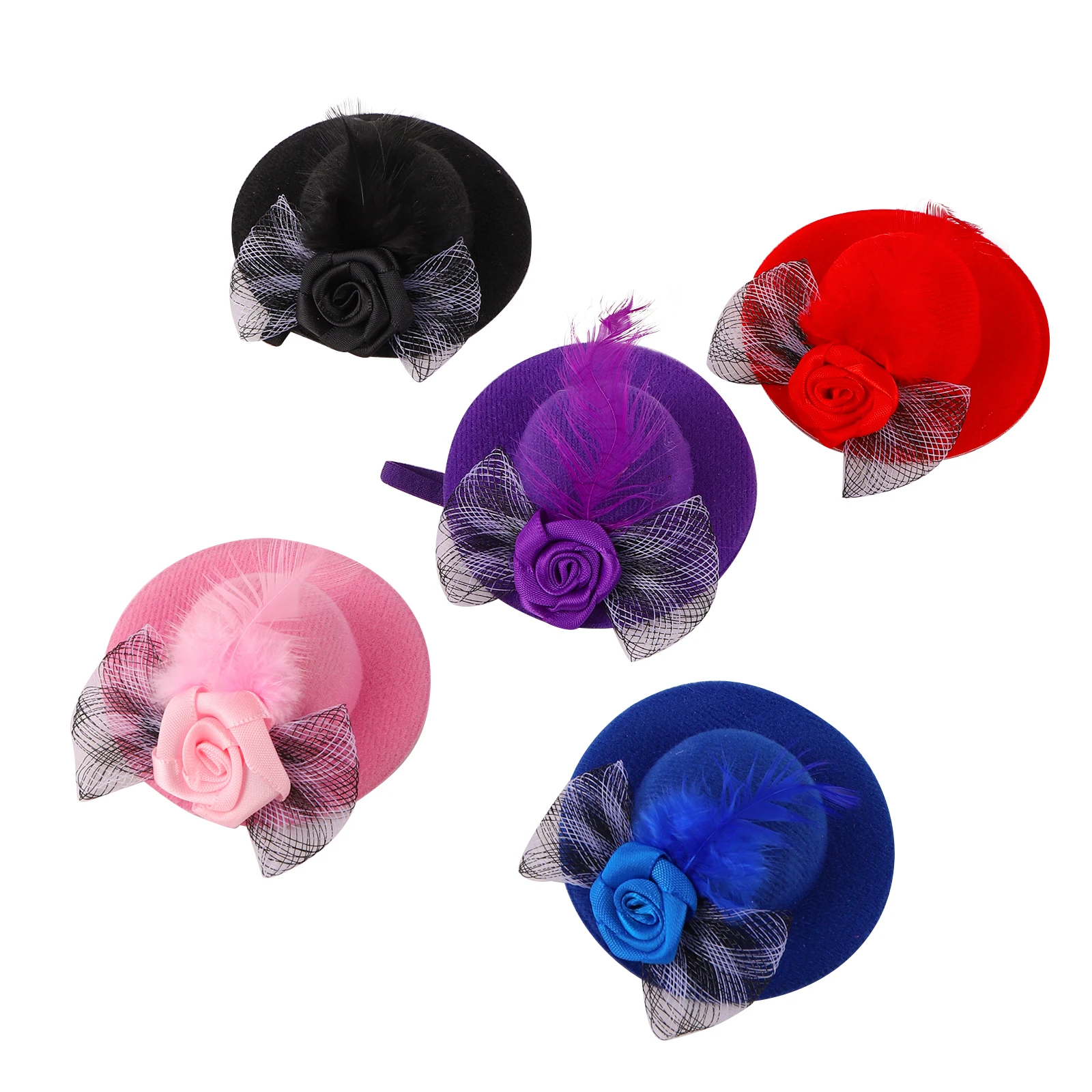 1 Pc Pet Hen Decorative Hat Velvet Large Silk Flower Topper Hamster Lizard Hat Adjustable Parrot Topper Pet Fashion Clothing