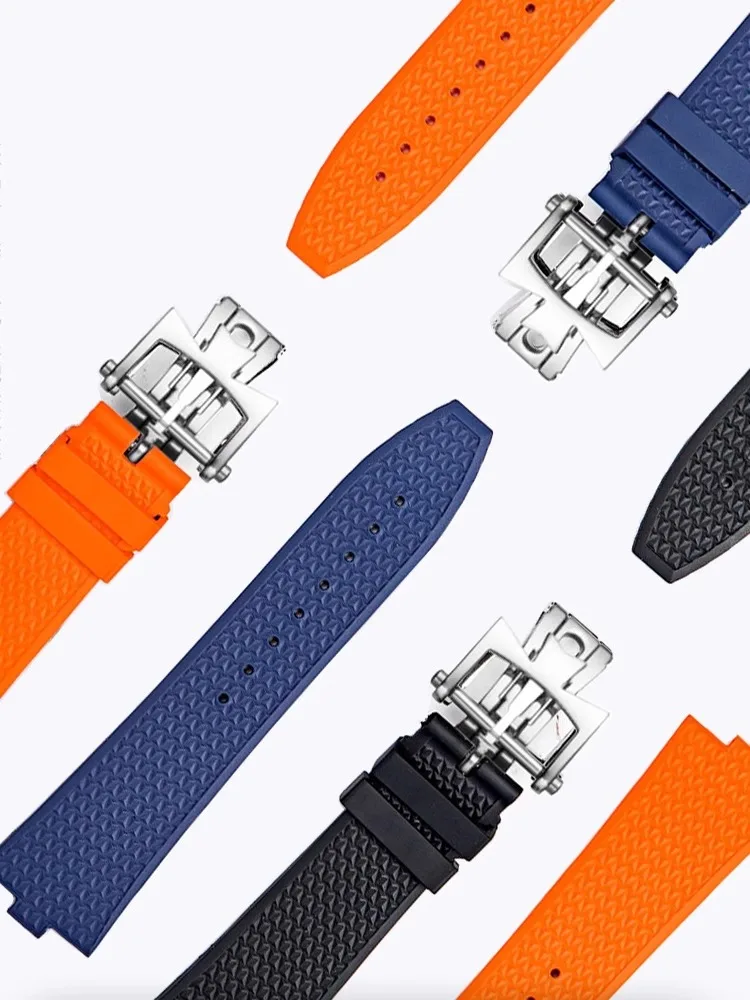 Cinturino In Gomma Fluoros Fkm A Sgancio Rapido 24X7Mm Per Cinturino Orologio Vacheron Contin Vc Overseas 4300V 4500V 5500V 7900V