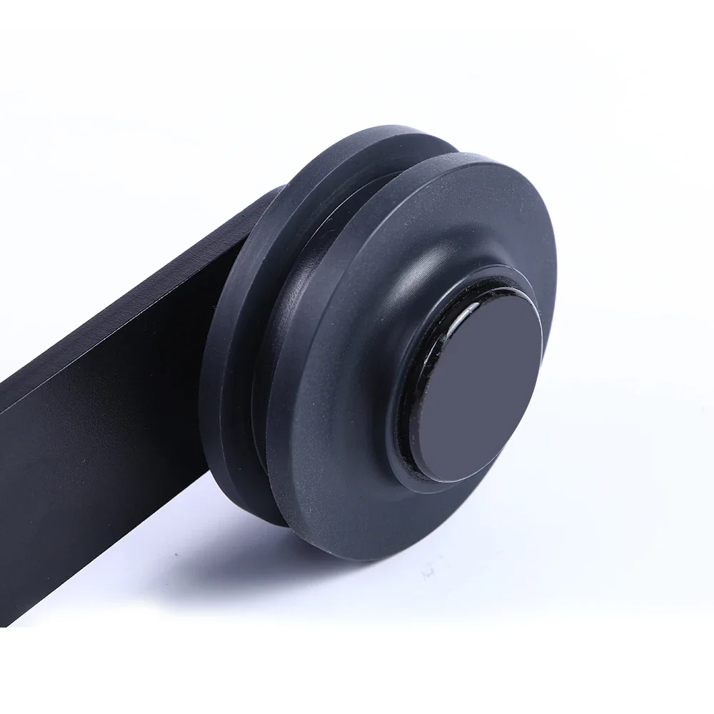 Gifsin European Style Wood Sliding Barn Door Hardware Carton Steel Roller Black Round Shape Hanger for Single Door