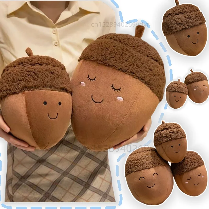 Cartoon Happy Chestnut Family Plush Toys Smile Hazelnut Doll Soft Cotton Stuffed Cozy Throw Pillow Kawaii Kids Gift Home Decor