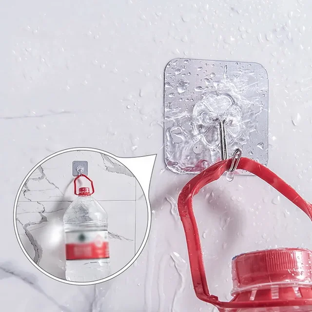 1-20 pièces crochets Transparent fort auto-adhésif porte cintres muraux crochets aspiration charge lourde support tasse ventouse pour cuisine salle de bains 3