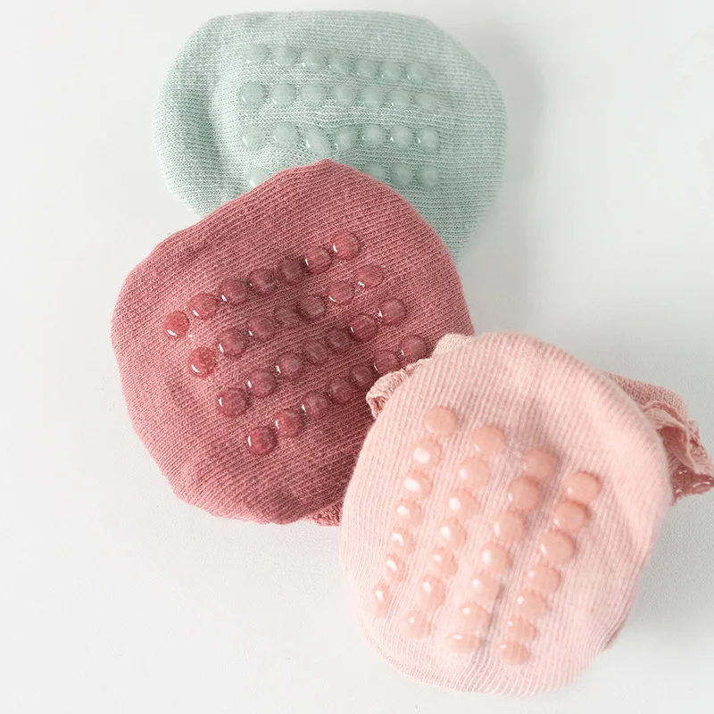 4 Pairs Of Cute Princess Socks For Baby Toddlers-Non-Slip, Lace Ruffled & Plain Colors for Baby 0-3 Years