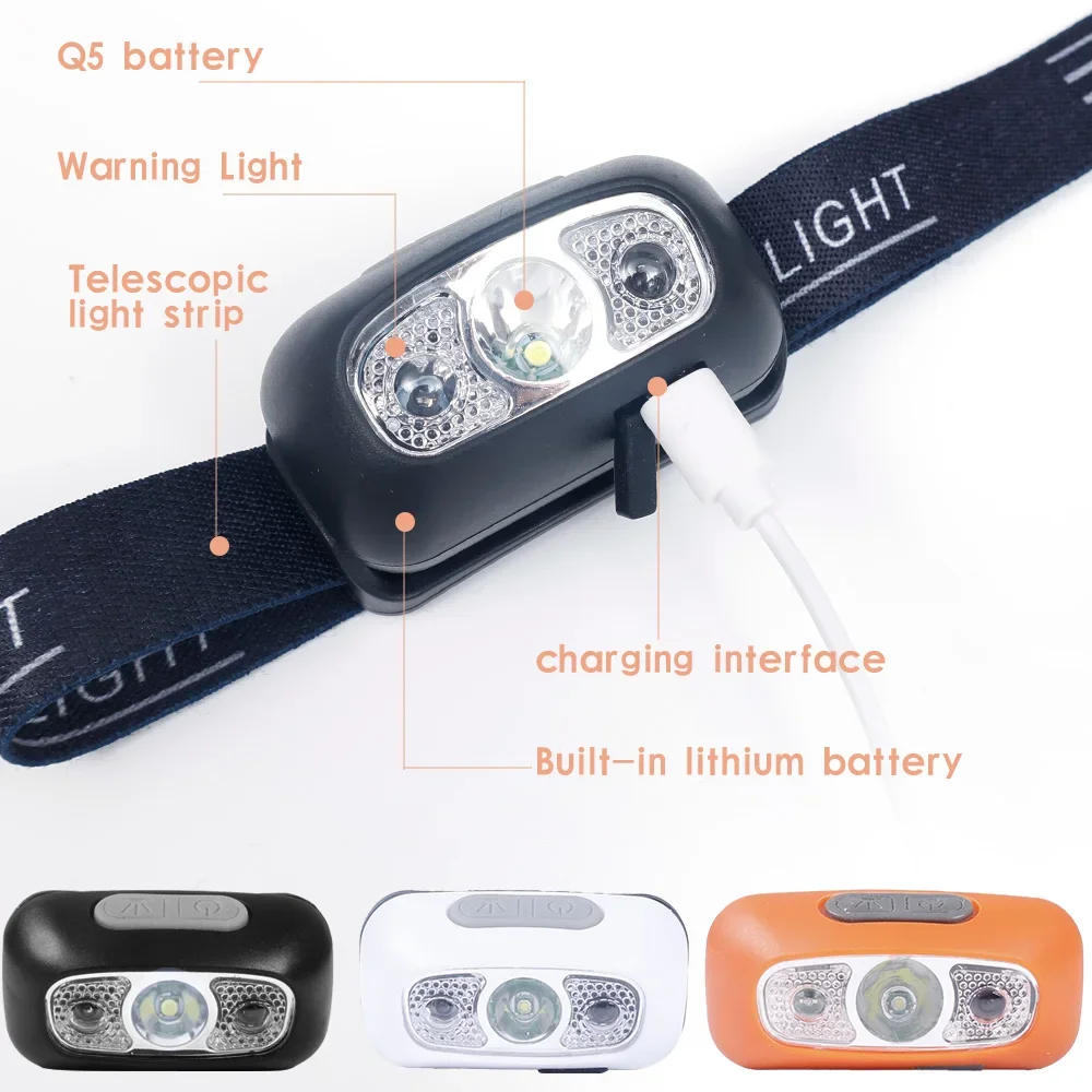 

Camping Light Outdoor Motion Head Lamp Headlight Induction Fishing Hand Waterproof Rechargeable Mini Headlamp Sensor