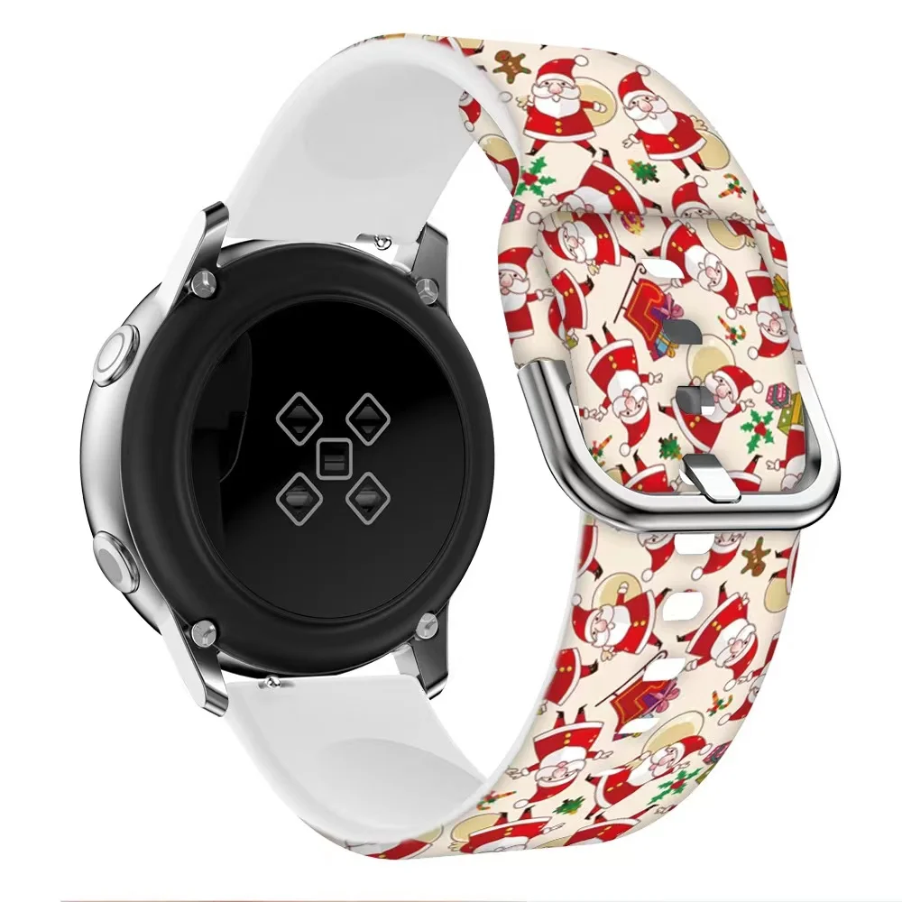 Christmas-Themed Silicone Watch Strap with Festive Prints