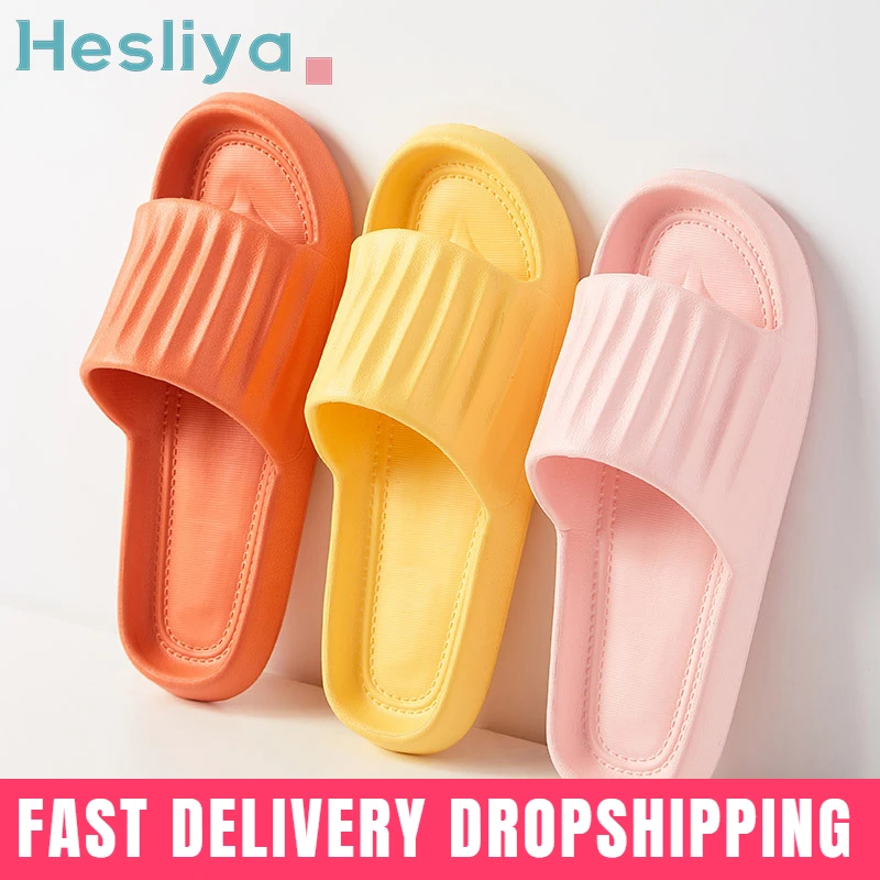 Dropship Men And Women Summer Bathroom Non-slip Slippers Korean